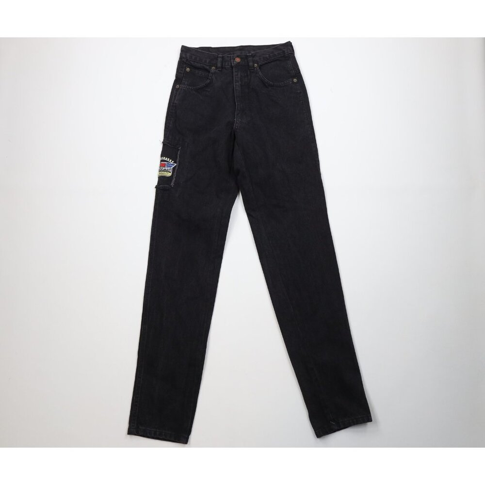 Deadstock Vtg 80s 90s Cadillac Mens 29x34 Spell Out Straight Leg Jeans Black USA